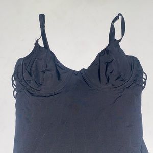 Tic Toc Black Corset Bustier Slinky Strappy Back Fitted Mini Dress in Small